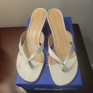 Stuart Weitzman Brigida white leather thong sandals - size 11.5
